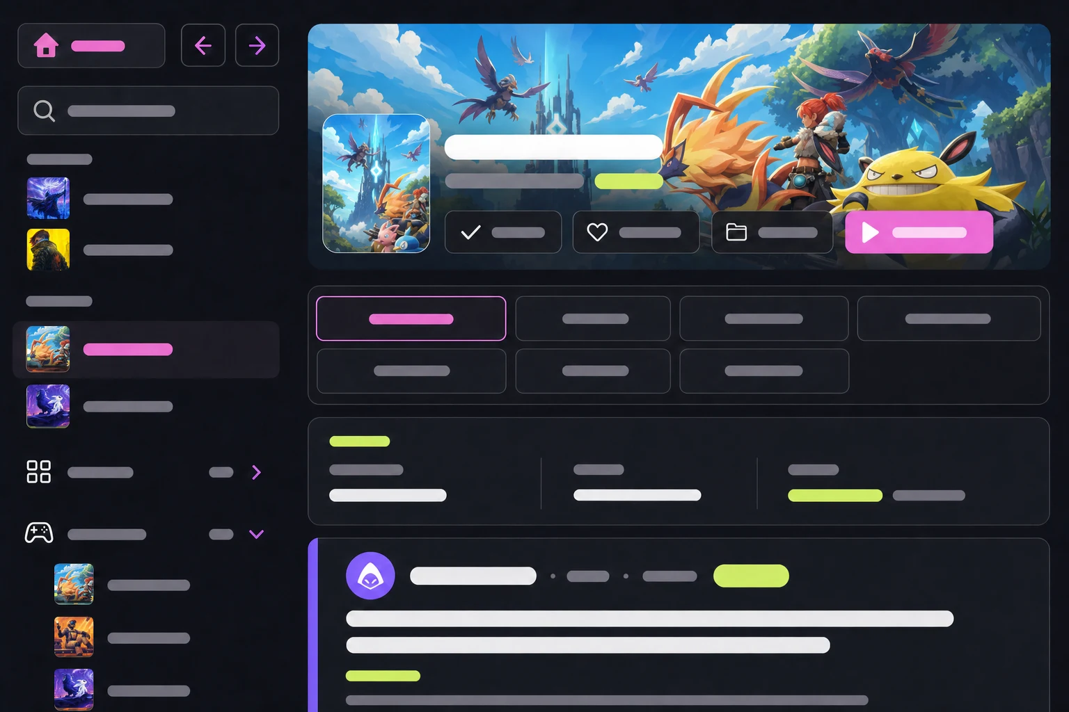 Illustration of a Stash game page: game banner, tabs, the Daily Brief and your latest run